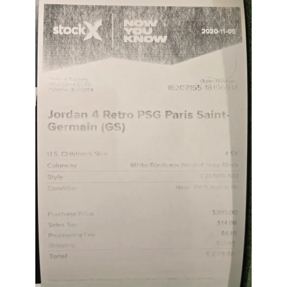 Nike Air Jordan 4 Retro PSG GS Shoe Box CZ6509-100 Size 4.5Y Bordeaux BOX ONLY